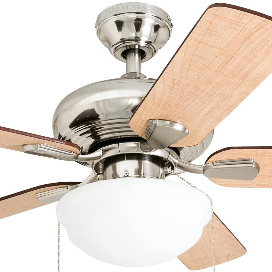Harbor Breeze Caratuk River 52-in Brushed Nickel LED Indoor Ceiling Fan with Light, Reversible Auburn/Blonde Blades (5-Blade), photo 4 of 14