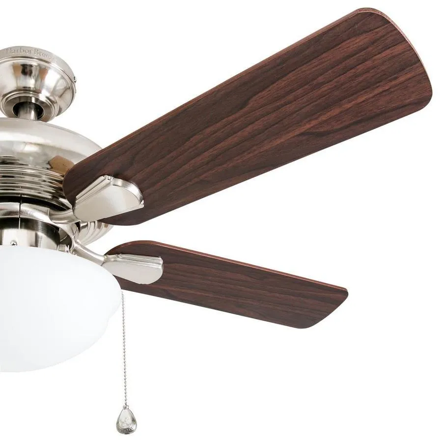 Harbor Breeze Caratuk River 52-in Brushed Nickel LED Indoor Ceiling Fan with Light, Reversible Auburn/Blonde Blades (5-Blade), photo 2 of 14