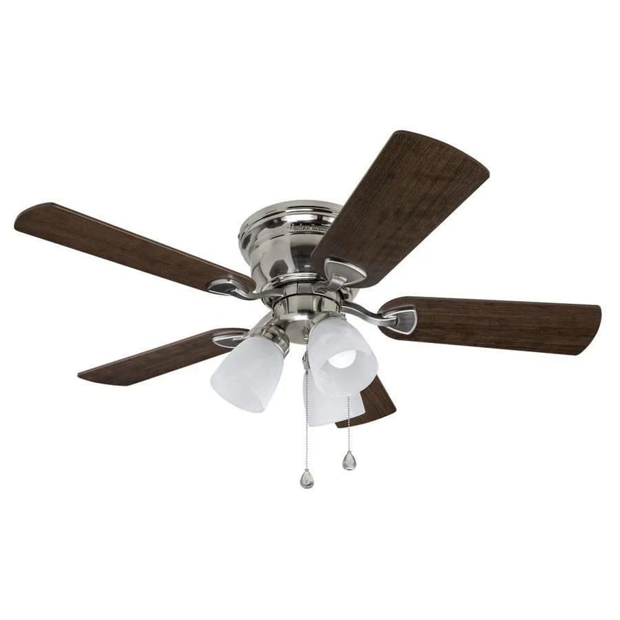 Harbor Breeze Centreville 42-in Brushed Nickel LED Indoor Flush Mount Ceiling Fan with Light Kit (5-Blade), photo 3 of 16