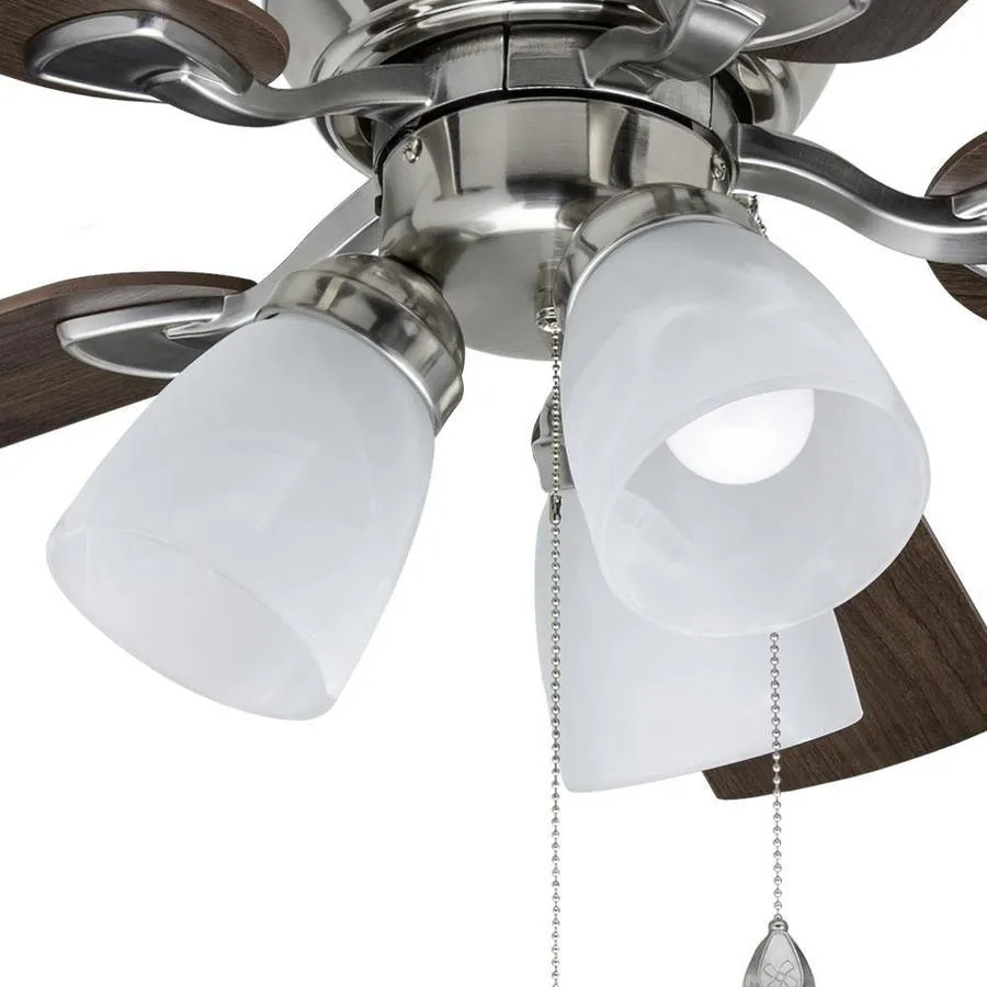 Harbor Breeze Centreville 42-in Brushed Nickel LED Indoor Flush Mount Ceiling Fan with Light Kit (5-Blade), photo 4 of 16