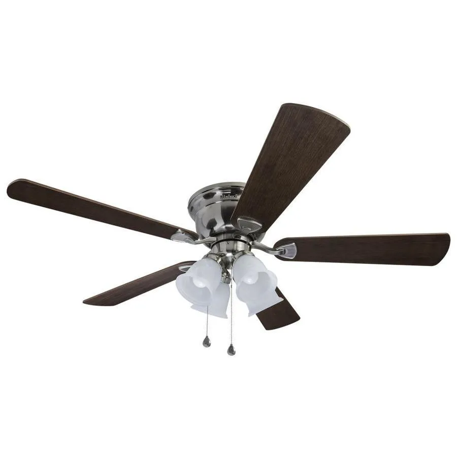 Harbor Breeze Centreville 52-in Brushed Nickel LED Indoor Flush Mount Ceiling Fan with Light, 5-Blade, photo 4 of 17