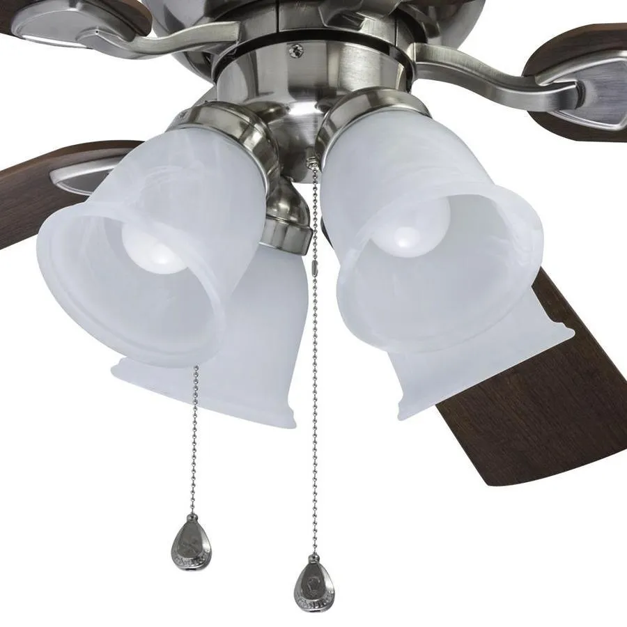 Harbor Breeze Centreville 52-in Brushed Nickel LED Indoor Flush Mount Ceiling Fan with Light, 5-Blade, photo 5 of 17