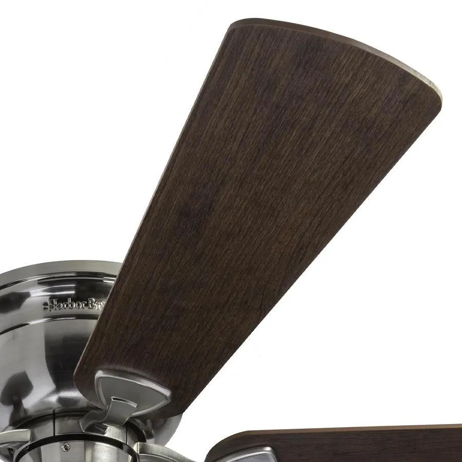 Harbor Breeze Centreville 52-in Brushed Nickel LED Indoor Flush Mount Ceiling Fan with Light, 5-Blade, photo 6 of 17