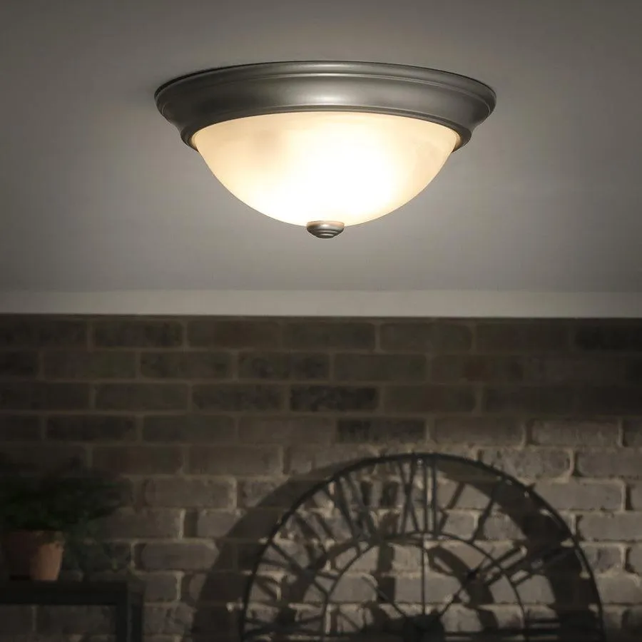 Project Source 2-Pack 13-in Satin Nickel Traditional Flush Mount Light, photo 3 of 15