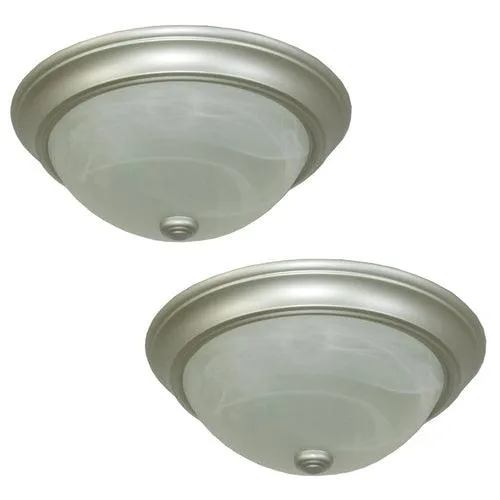 Project Source 2-Pack 13-in Satin Nickel Traditional Flush Mount Light, photo 5 of 15