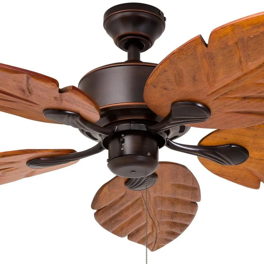 Harbor Breeze St Kitts 52-in Oil Rubbed Bronze LED Indoor/Outdoor Ceiling Fan with Light, 5 Hand-Carved Blades, photo 4 of 14