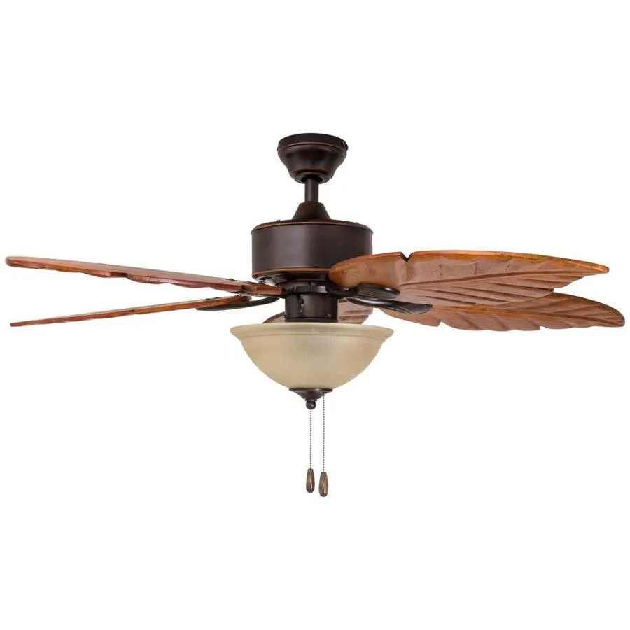 Harbor Breeze St Kitts 52-in Oil Rubbed Bronze LED Indoor/Outdoor Ceiling Fan with Light, 5 Hand-Carved Blades, photo 2 of 14