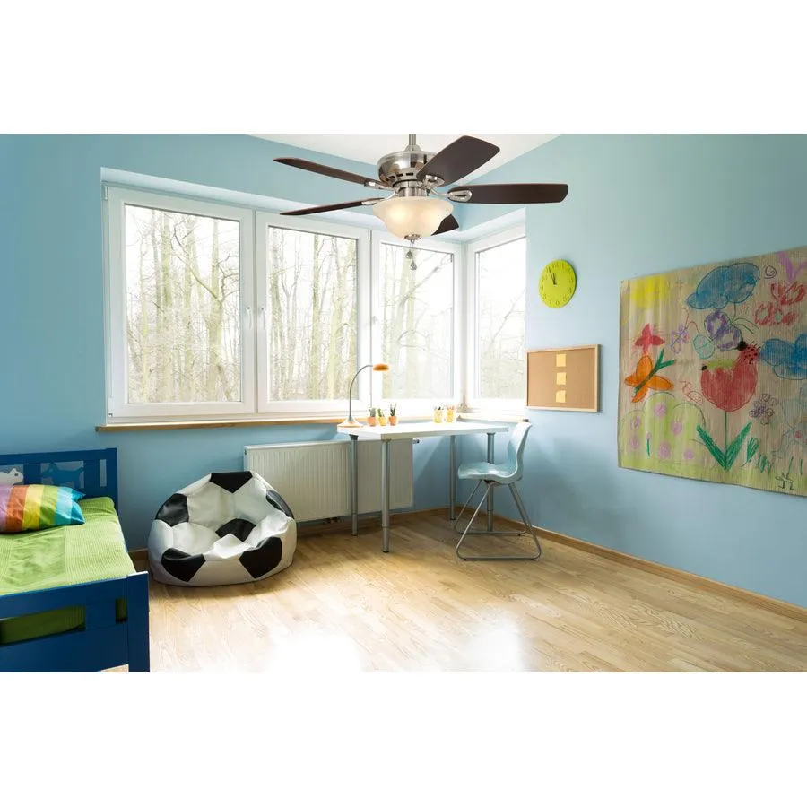 Harbor Breeze Sage Cove 44-in Satin Nickel Incandescent Indoor Ceiling Fan with Light (5-Blade), photo 3 of 14