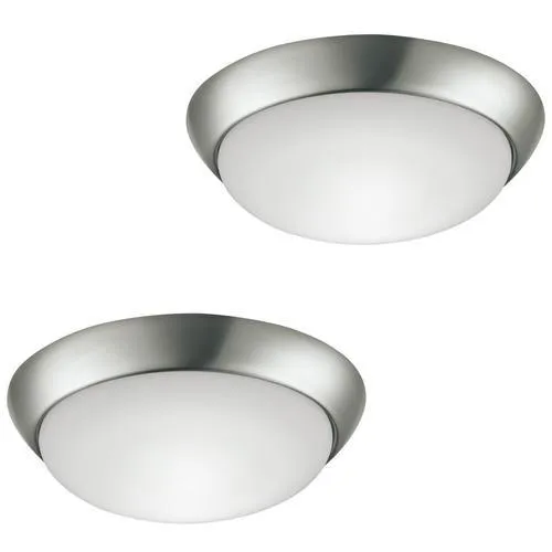 Project Source 2-Pack 11-in Brushed Nickel Integrated LED Flush Mount Ceiling Light, 3000K, 1400 Lumens, photo 2 of 11