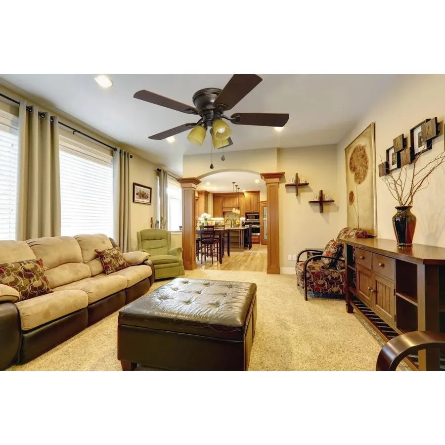 Harbor Breeze Centreville 42-in Oil-Rubbed Bronze LED Indoor Flush Mount Ceiling Fan with Light Kit (5-Blade), photo 4 of 13