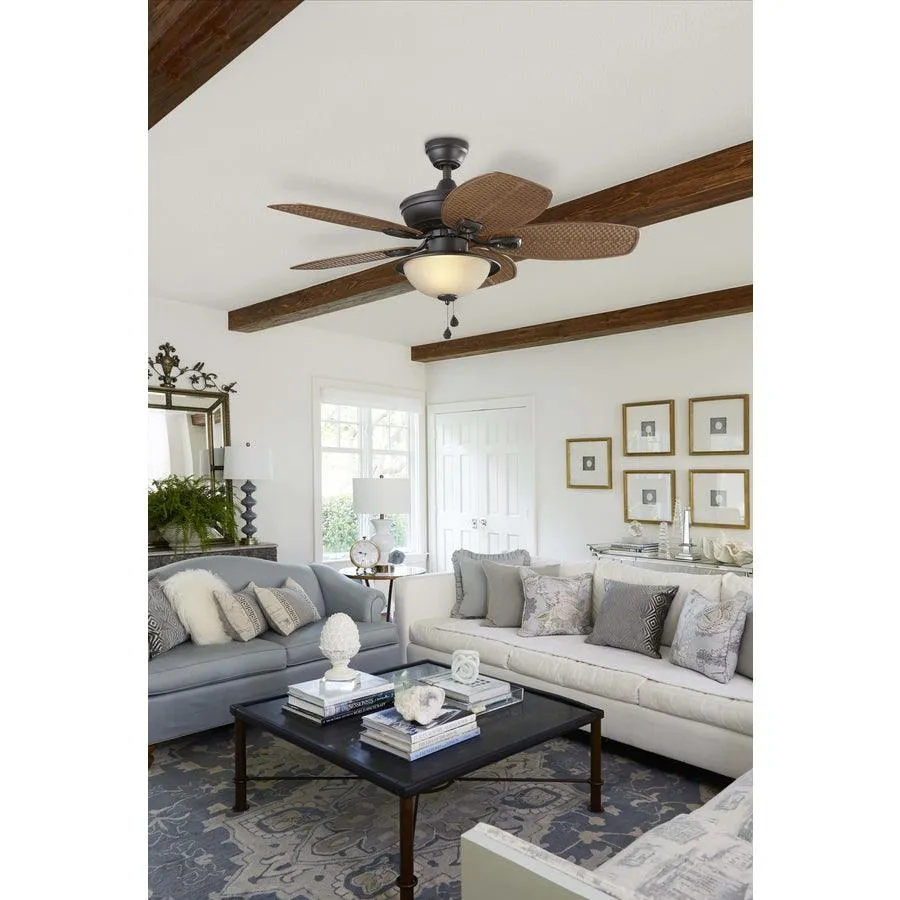 Harbor Breeze Cedar Shoals 44-in Oil Rubbed Bronze LED Indoor/Outdoor Ceiling Fan with Light, 5-Blade, photo 3 of 16