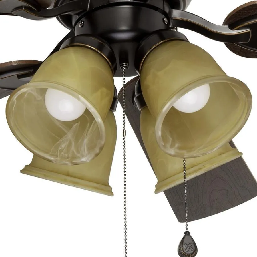 Harbor Breeze Centreville 52-in Oil-Rubbed Bronze LED Indoor Flush Mount Ceiling Fan with Light (5-Blade), photo 3 of 14