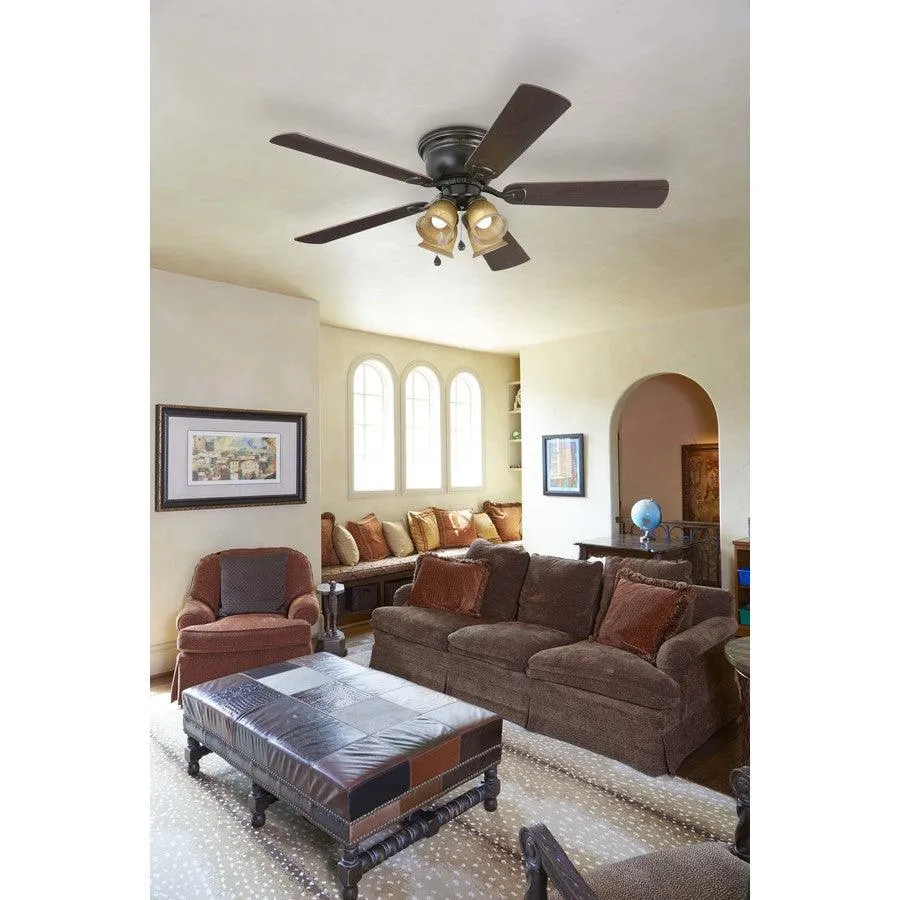 Harbor Breeze Centreville 52-in Oil-Rubbed Bronze LED Indoor Flush Mount Ceiling Fan with Light (5-Blade), photo 2 of 14