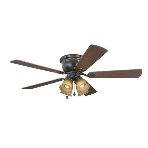 Harbor Breeze Centreville 52-in Oil-Rubbed Bronze LED Indoor Flush Mount Ceiling Fan with Light (5-Blade), photo 6 of 14