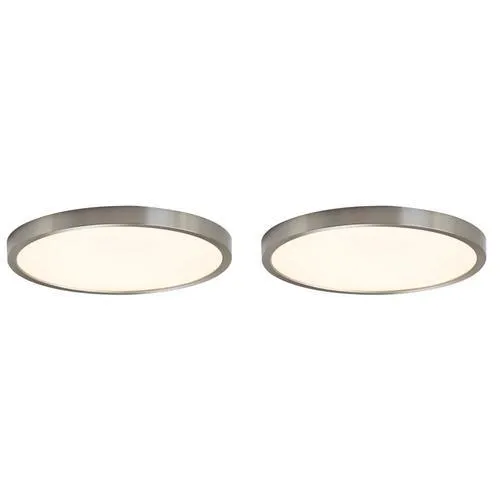 Project Source 2-Pack 14-in Brushed Nickel Transitional Integrated LED Flush Mount Light, 3000K, 1950 Lumens, Dimmable, photo 2 of 12