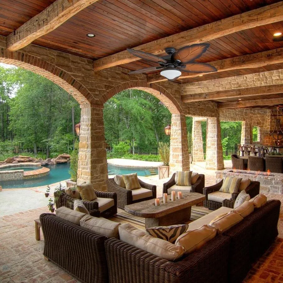 Palm Coast St. Josephine 52-in Tropical Bronze Fluorescent Indoor/Outdoor Ceiling Fan with Remote (5-Blade), photo 2 of 8