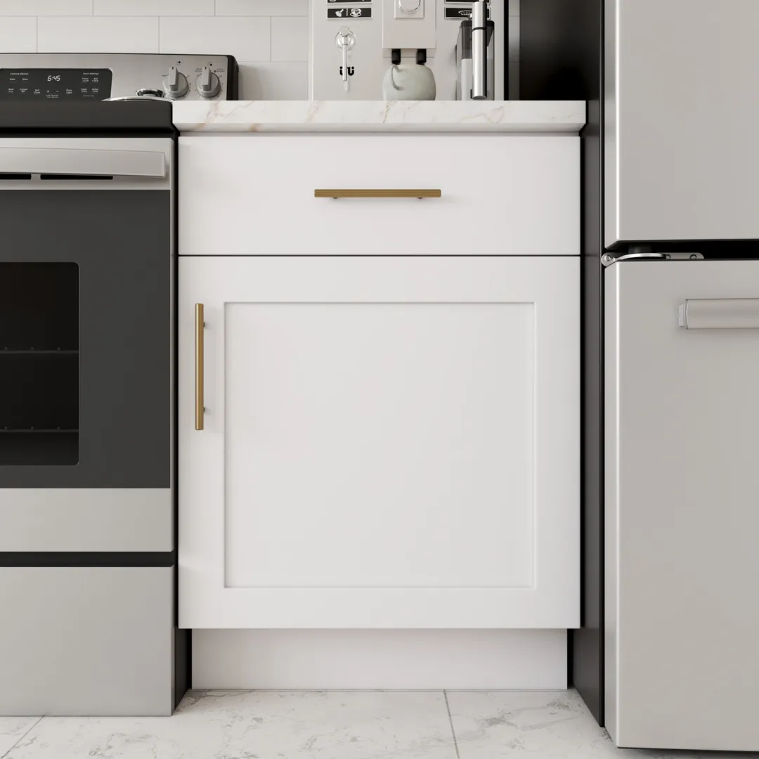 RELIABILT Fairplay 36-in W x 34.5-in H x 24-in D White 1-Drawer Base Ready To Assemble Plywood Cabinet (Recessed Panel Shaker Door Style), photo 16 of 20
