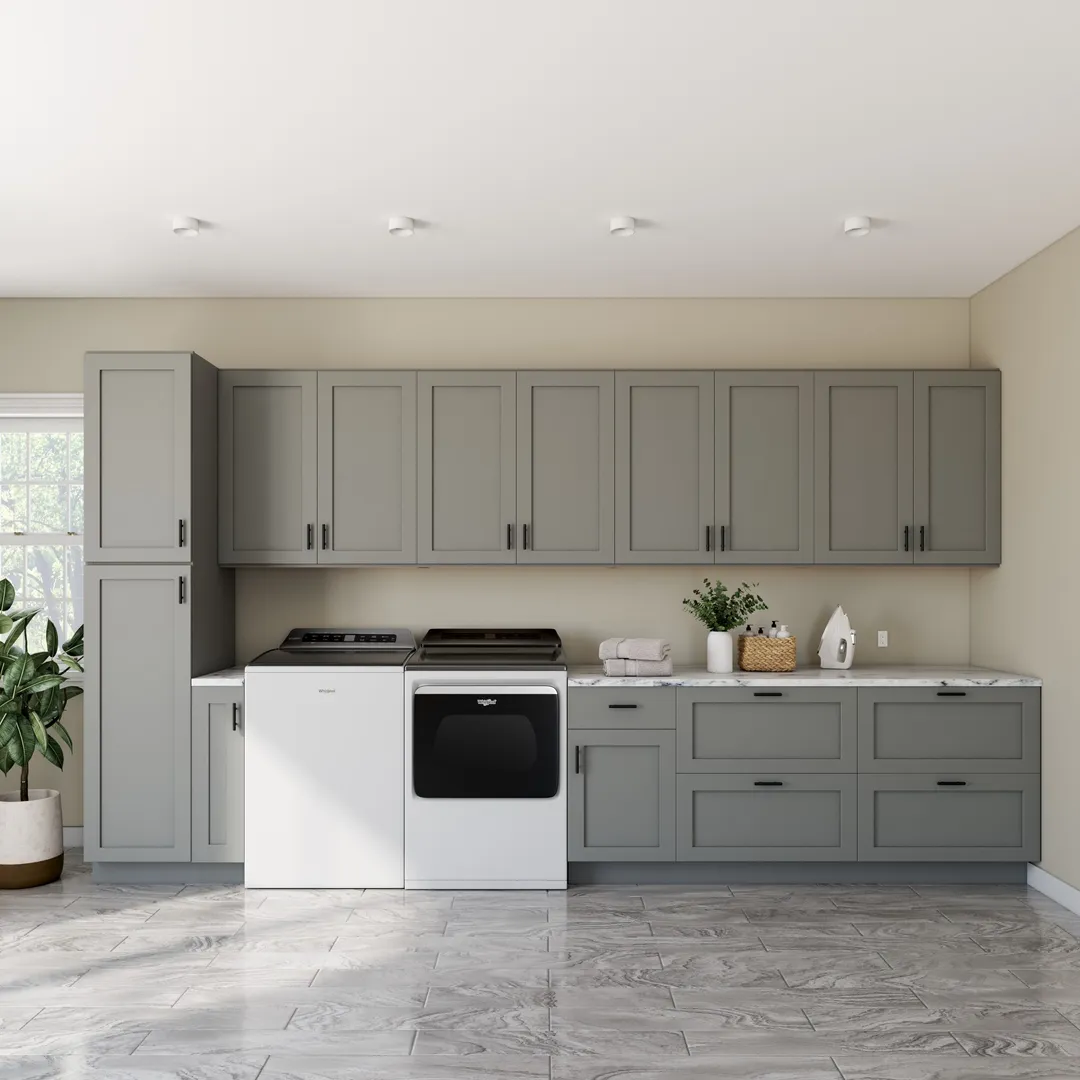RELIABILT Overlake 18-in W x 90-in H x 24-in D Gray Pantry Ready To Assemble Plywood Cabinet (Recessed Panel Shaker Door Style), photo 21 of 21
