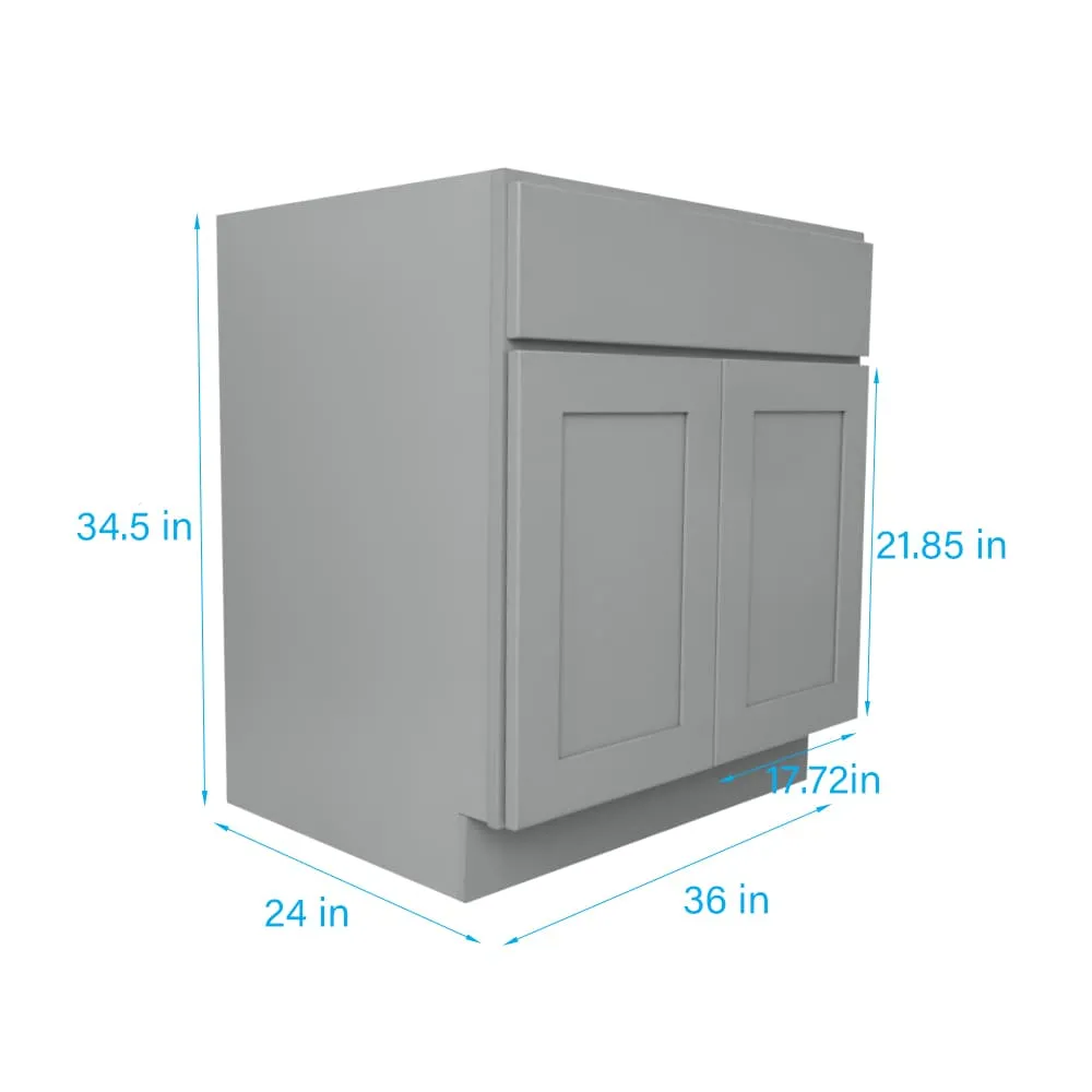 RELIABILT Overlake 36-in Gray Shaker Sink Base Cabinet, Ready to Assemble, Plywood Construction, photo 3 of 7