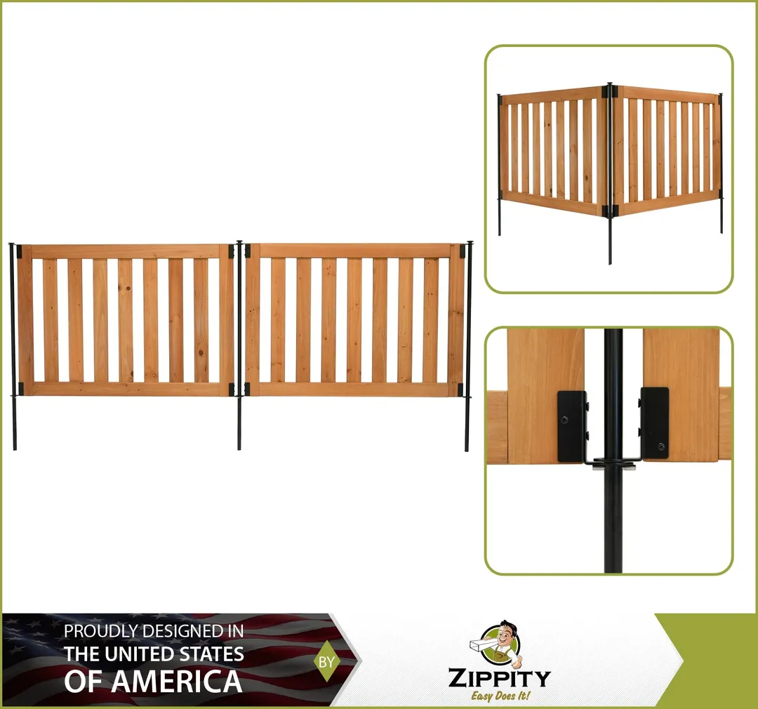Zippity Outdoor Products 2.7-ft x 4-ft Pressure Treated Cedar Flat-top Garden No Dig Fence Panel, photo 4 of 9
