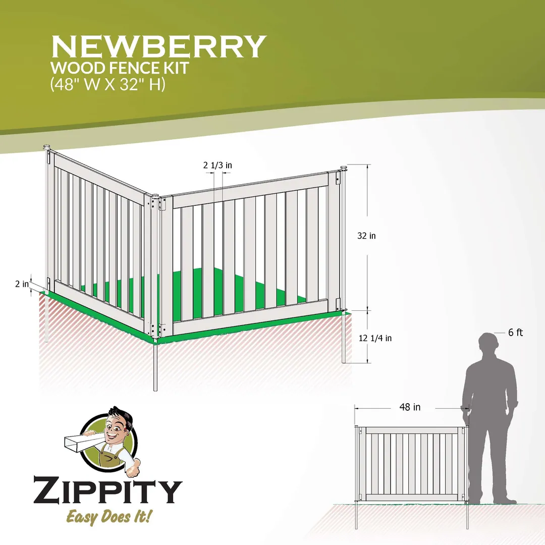 Zippity Outdoor Products 2.7-ft x 4-ft Pressure Treated Cedar Flat-top Garden No Dig Fence Panel, photo 3 of 9