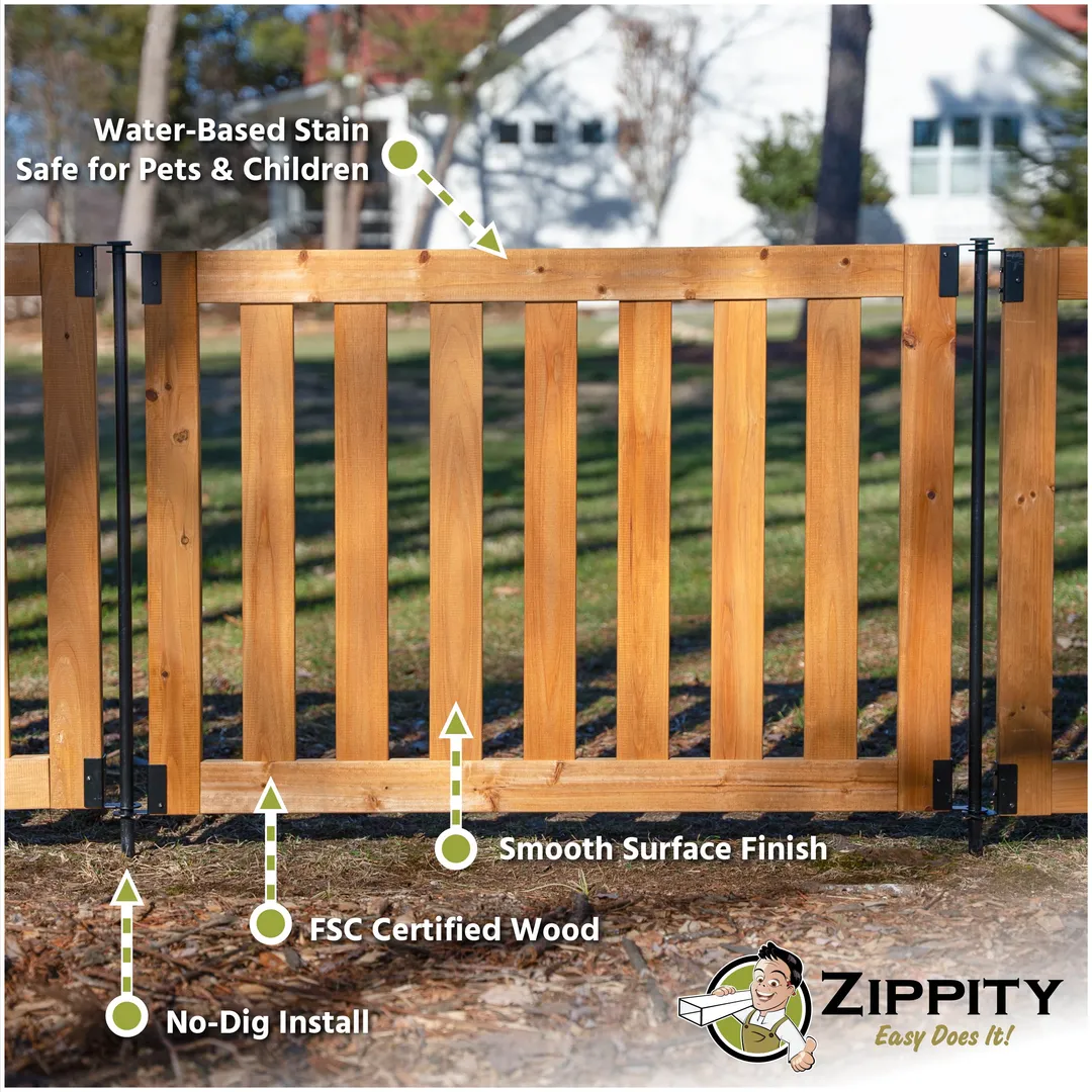 Zippity Outdoor Products 2.7-ft x 4-ft Pressure Treated Cedar Flat-top Garden No Dig Fence Panel, photo 6 of 9