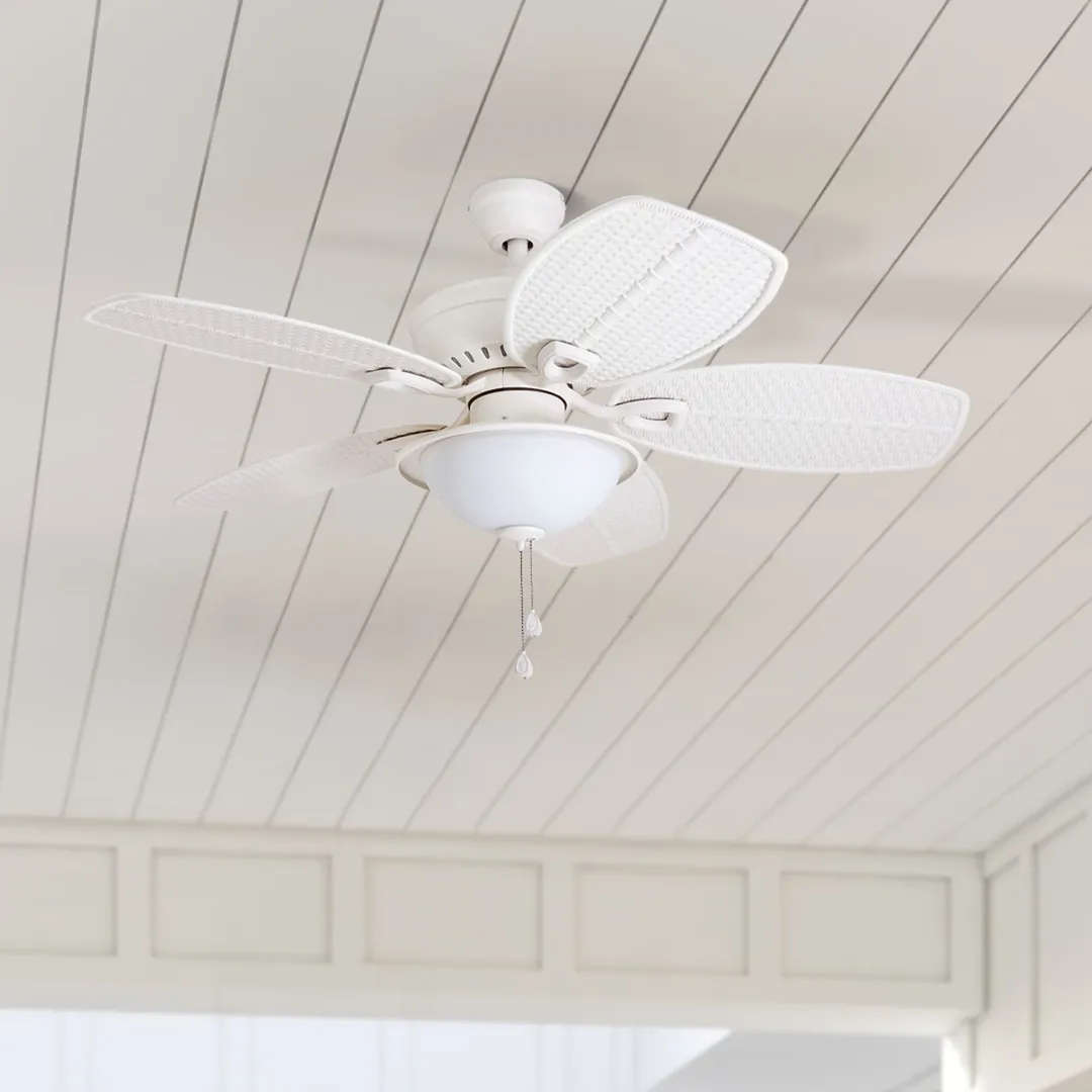 Harbor Breeze Cedar Shoals 44-in White Downrod or Close Mount Indoor/Outdoor Ceiling Fan with Light Kit, photo 8 of 8