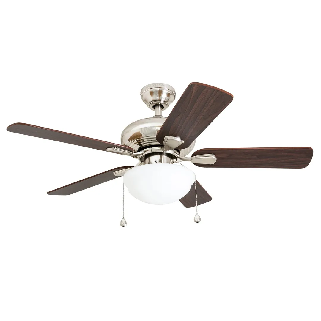 Harbor Breeze Caratuk River 52-in Brushed Nickel LED Indoor Ceiling Fan with Light, Reversible Auburn/Blonde Blades (5-Blade), photo 9 of 14