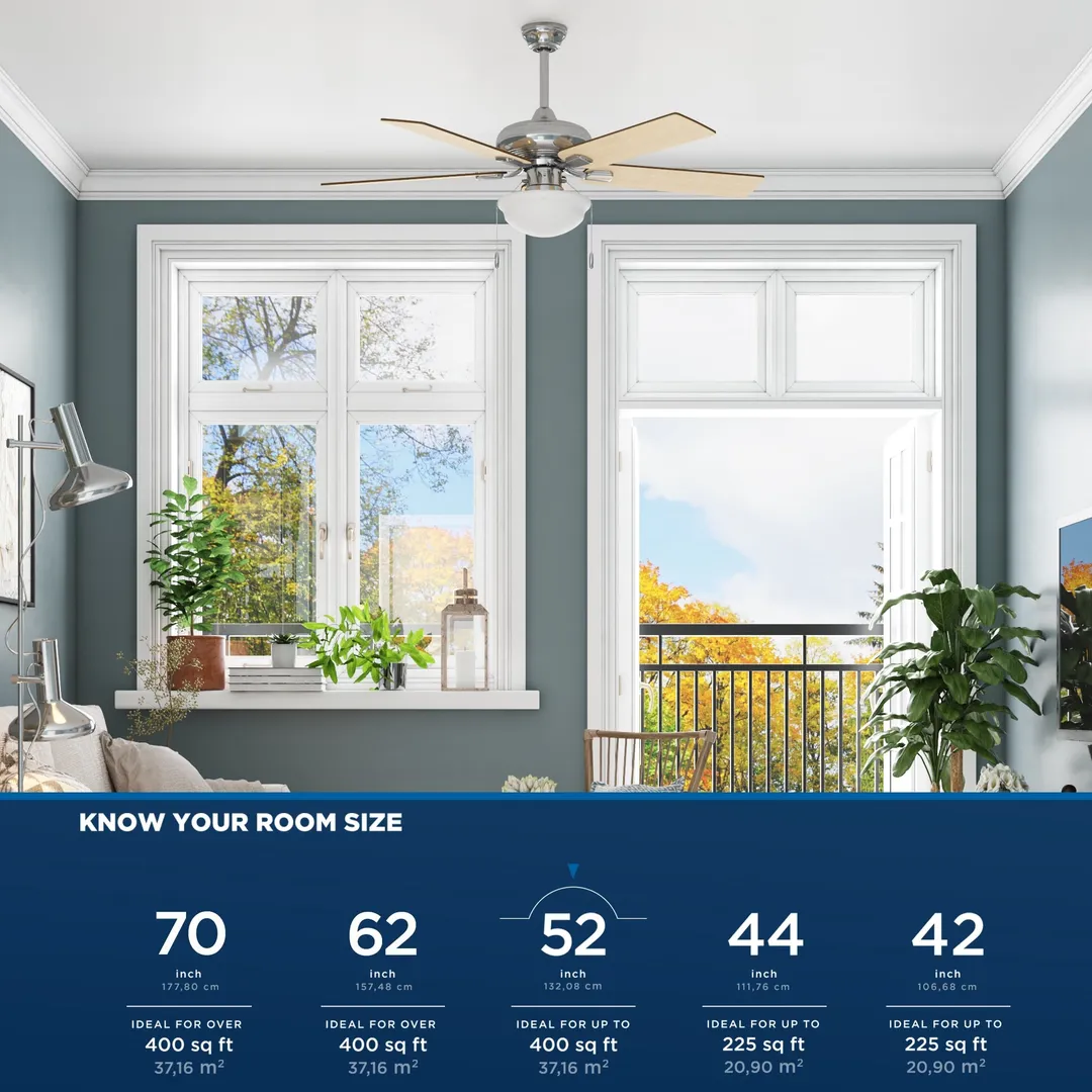 Harbor Breeze Caratuk River 52-in Brushed Nickel LED Indoor Ceiling Fan with Light, Reversible Auburn/Blonde Blades (5-Blade), photo 12 of 14
