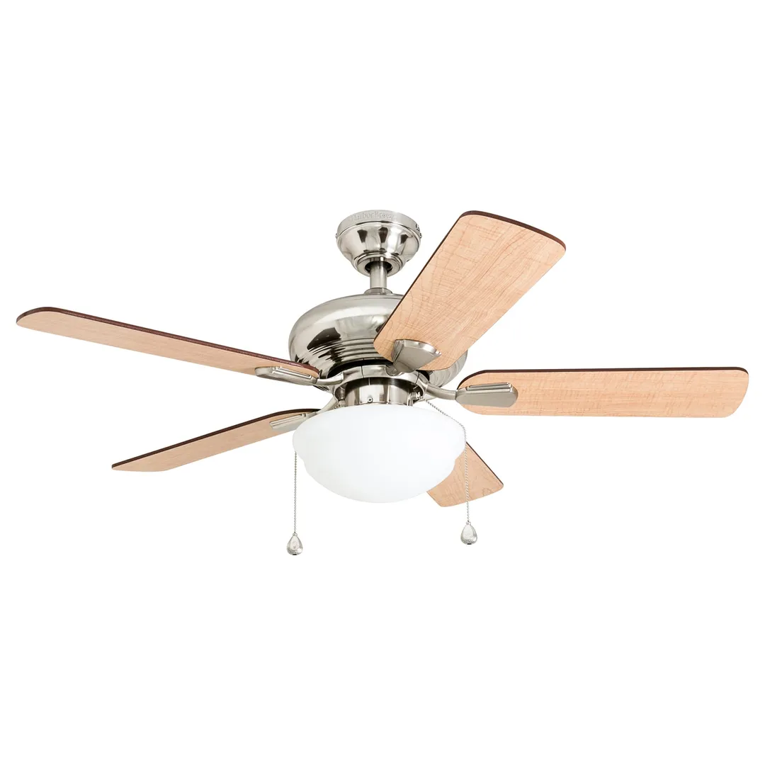 Harbor Breeze Caratuk River 52-in Brushed Nickel LED Indoor Ceiling Fan with Light, Reversible Auburn/Blonde Blades (5-Blade), photo 8 of 14