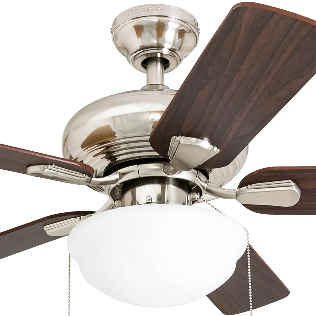 Harbor Breeze Caratuk River 52-in Brushed Nickel LED Indoor Ceiling Fan with Light, Reversible Auburn/Blonde Blades (5-Blade), photo 14 of 14