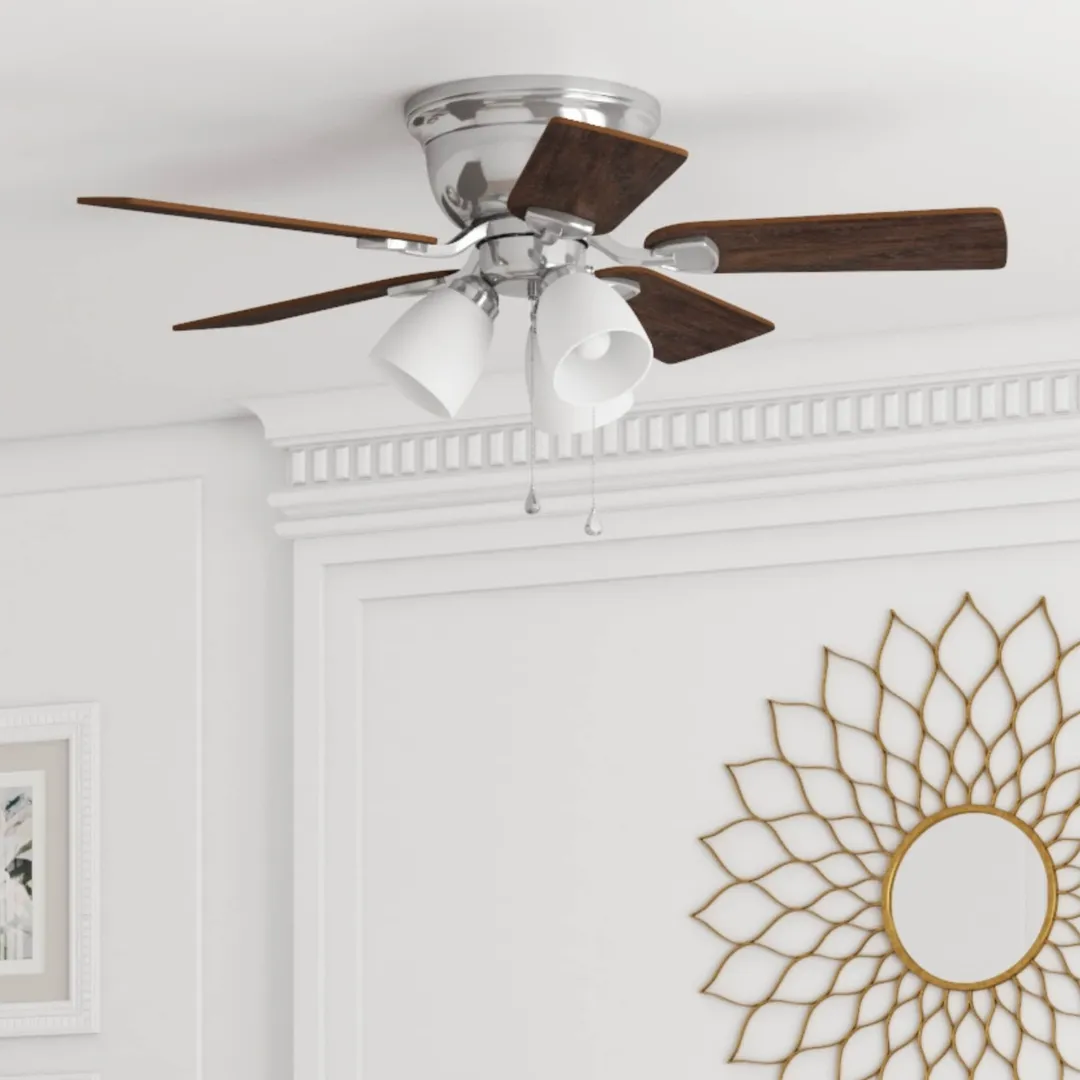 Harbor Breeze Centreville 42-in Brushed Nickel LED Indoor Flush Mount Ceiling Fan with Light Kit (5-Blade), photo 11 of 16