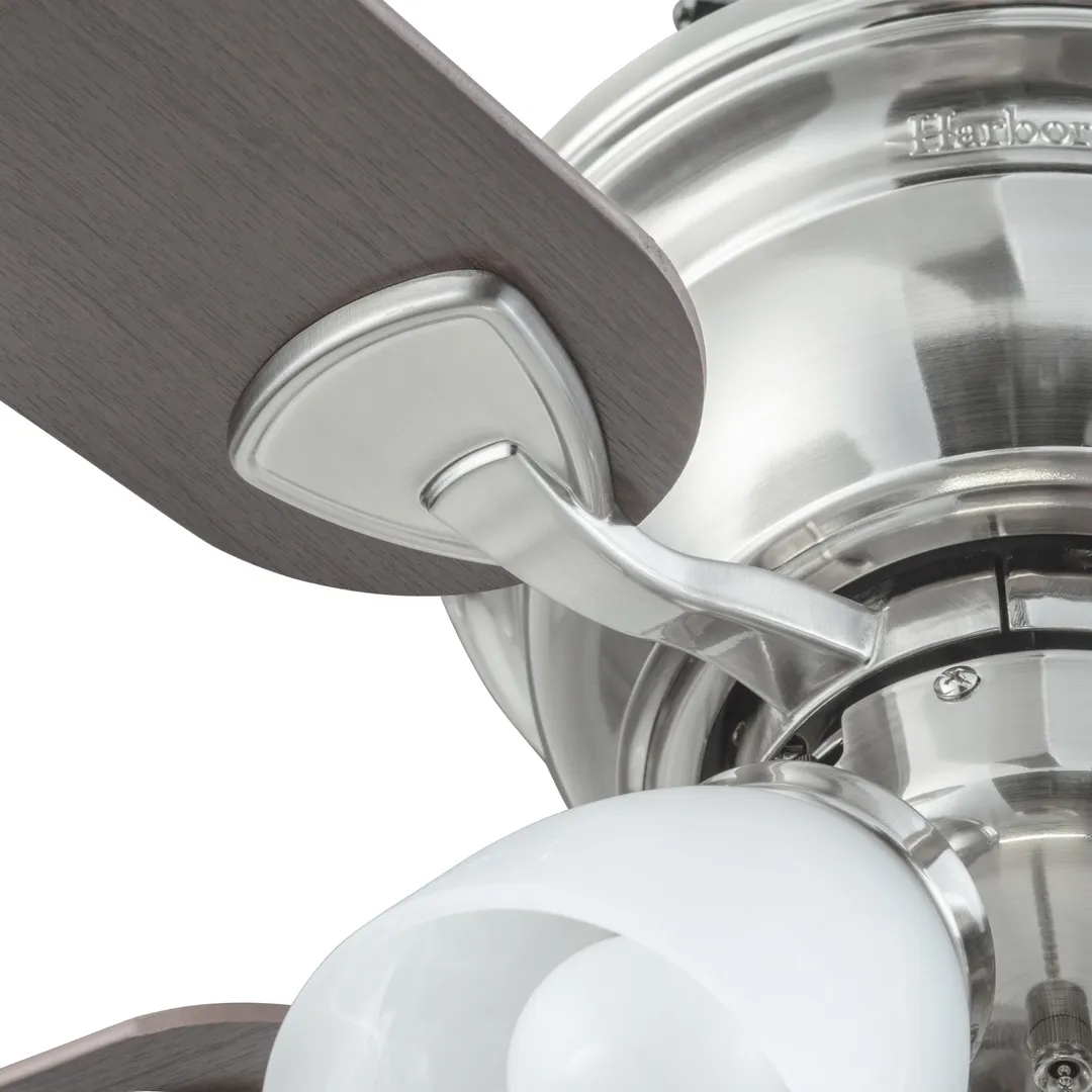Harbor Breeze Centreville 42-in Brushed Nickel LED Indoor Flush Mount Ceiling Fan with Light Kit (5-Blade), photo 16 of 16