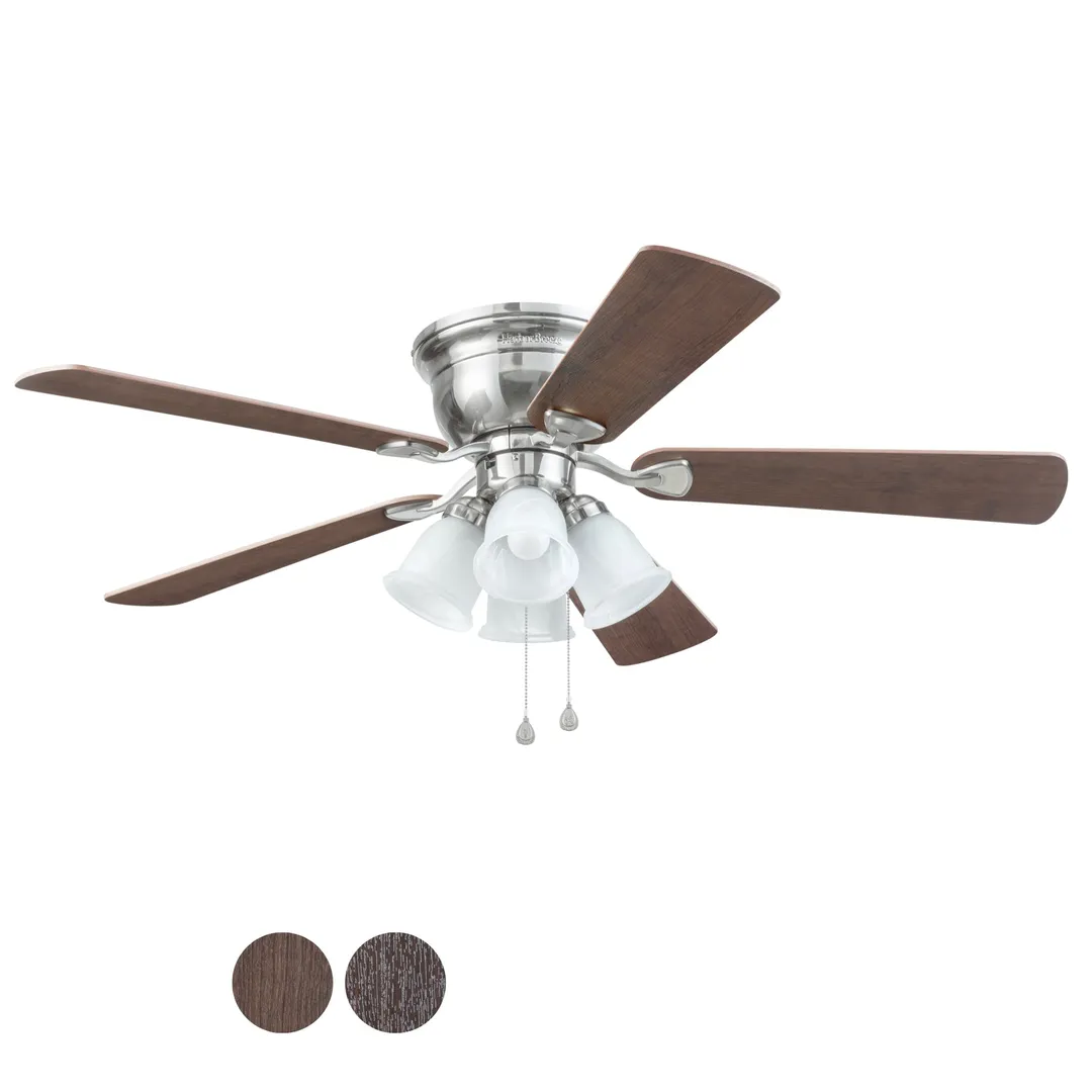 Harbor Breeze Centreville 52-in Brushed Nickel LED Indoor Flush Mount Ceiling Fan with Light, 5-Blade, photo 10 of 17