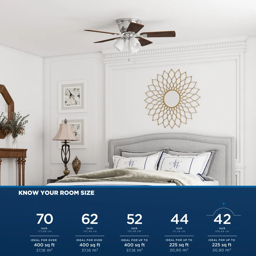 Harbor Breeze Centreville 42-in Brushed Nickel LED Indoor Flush Mount Ceiling Fan with Light Kit (5-Blade), photo 13 of 16