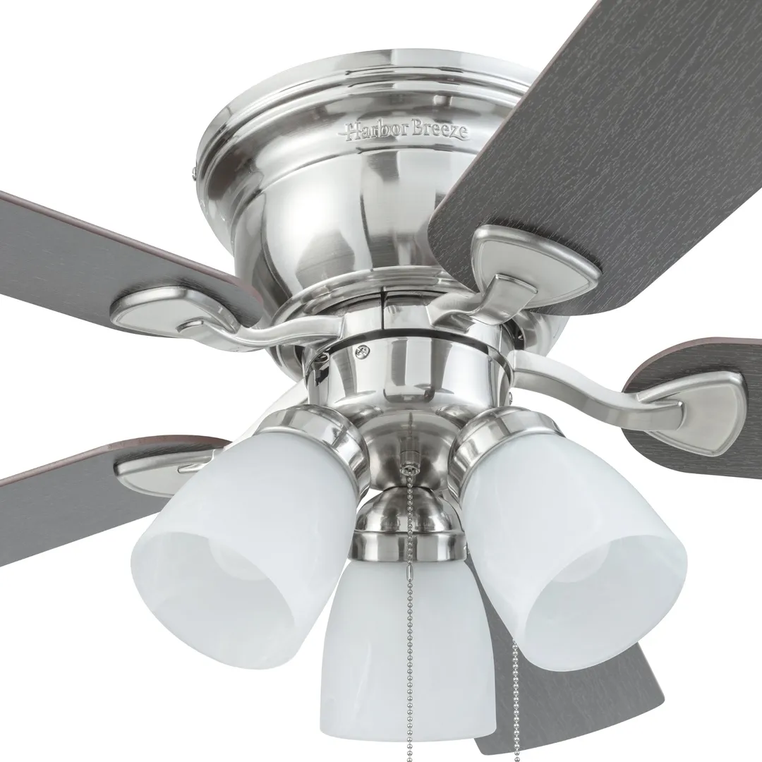 Harbor Breeze Centreville 42-in Brushed Nickel LED Indoor Flush Mount Ceiling Fan with Light Kit (5-Blade), photo 14 of 16
