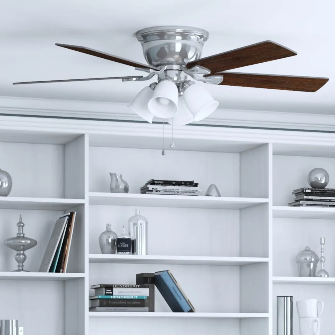 Harbor Breeze Centreville 52-in Brushed Nickel LED Indoor Flush Mount Ceiling Fan with Light, 5-Blade, photo 17 of 17