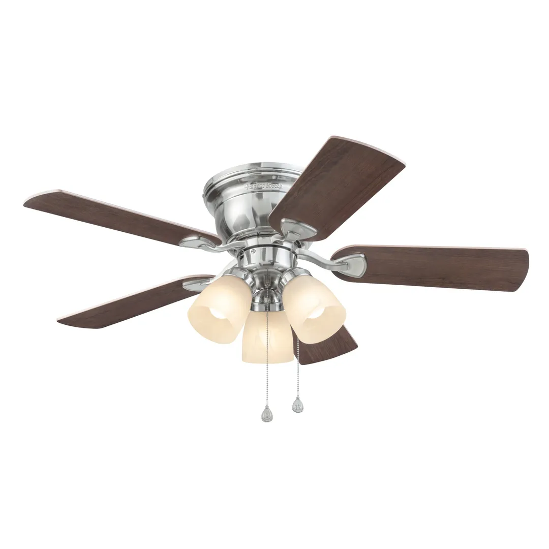 Harbor Breeze Centreville 42-in Brushed Nickel LED Indoor Flush Mount Ceiling Fan with Light Kit (5-Blade), photo 10 of 16