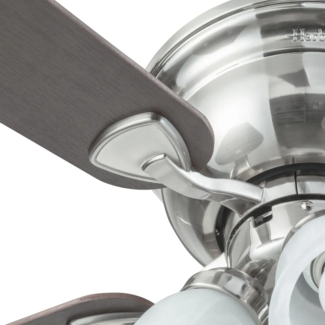 Harbor Breeze Centreville 52-in Brushed Nickel LED Indoor Flush Mount Ceiling Fan with Light, 5-Blade, photo 14 of 17
