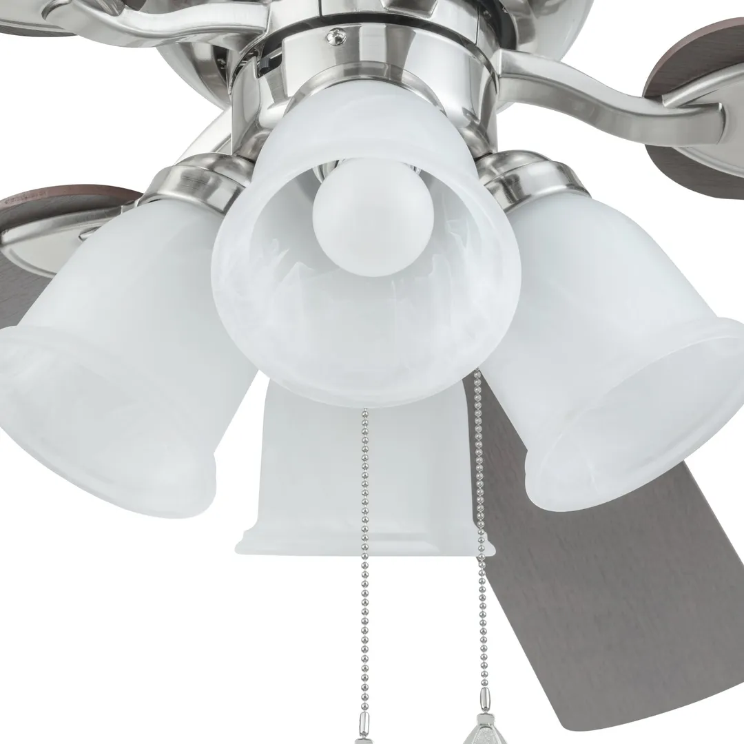 Harbor Breeze Centreville 52-in Brushed Nickel LED Indoor Flush Mount Ceiling Fan with Light, 5-Blade, photo 15 of 17