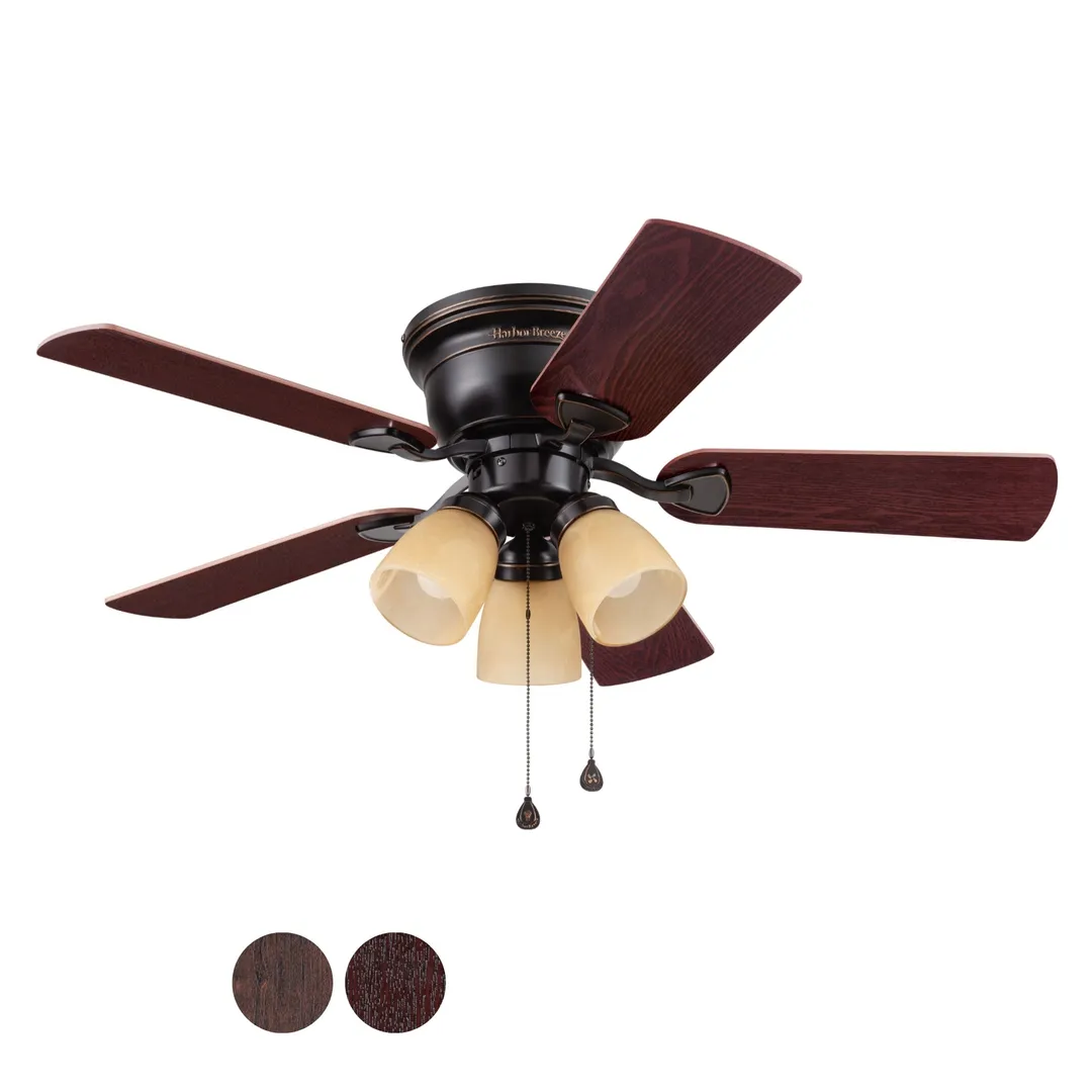 Harbor Breeze Centreville 42-in Oil-Rubbed Bronze LED Indoor Flush Mount Ceiling Fan with Light Kit (5-Blade), photo 6 of 13