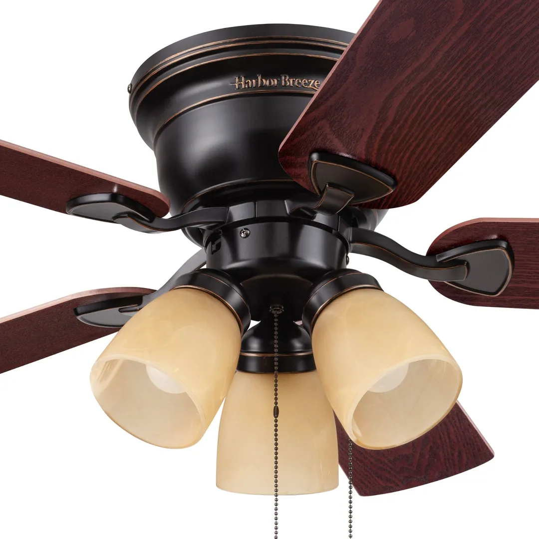 Harbor Breeze Centreville 42-in Oil-Rubbed Bronze LED Indoor Flush Mount Ceiling Fan with Light Kit (5-Blade), photo 8 of 13