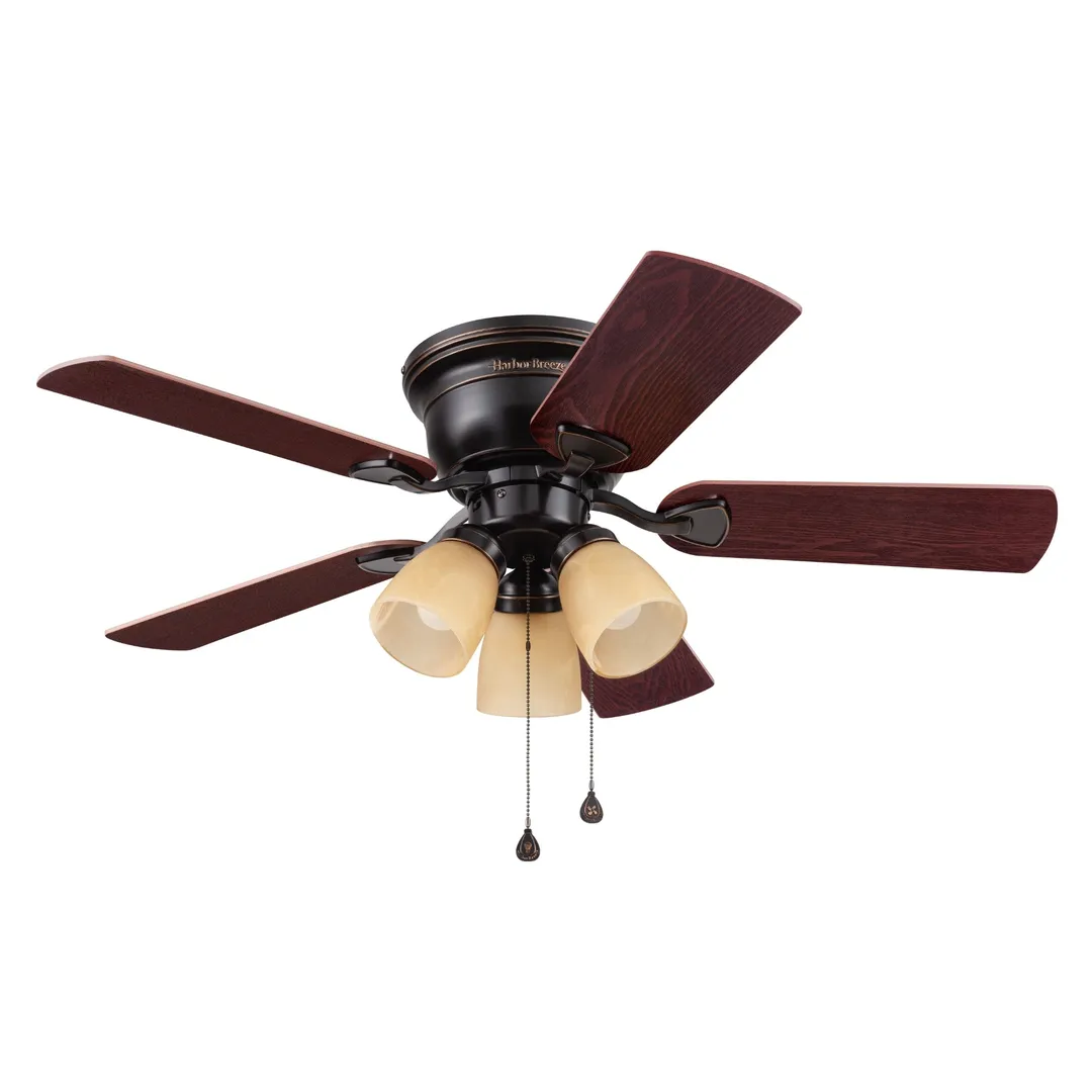 Harbor Breeze Centreville 42-in Oil-Rubbed Bronze LED Indoor Flush Mount Ceiling Fan with Light Kit (5-Blade), photo 7 of 13