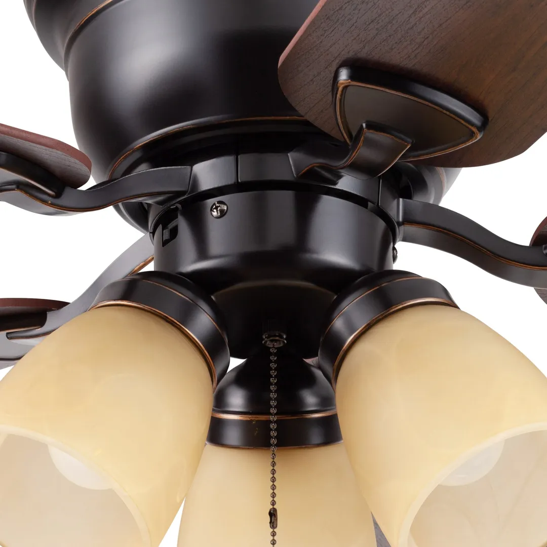 Harbor Breeze Centreville 42-in Oil-Rubbed Bronze LED Indoor Flush Mount Ceiling Fan with Light Kit (5-Blade), photo 10 of 13