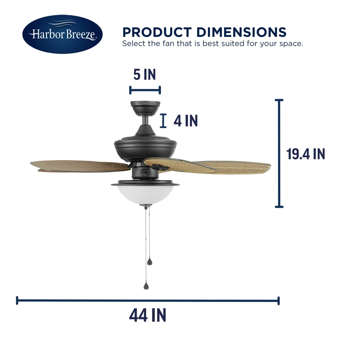 Harbor Breeze Cedar Shoals 44-in Oil Rubbed Bronze LED Indoor/Outdoor Ceiling Fan with Light, 5-Blade, photo 16 of 16