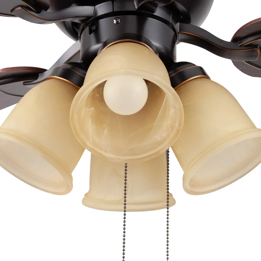 Harbor Breeze Centreville 52-in Oil-Rubbed Bronze LED Indoor Flush Mount Ceiling Fan with Light (5-Blade), photo 11 of 14