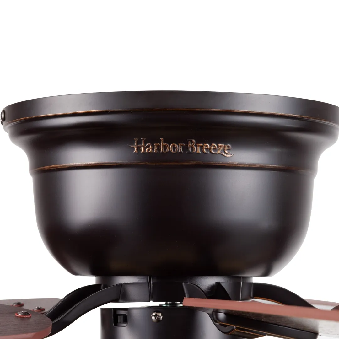Harbor Breeze Centreville 52-in Oil-Rubbed Bronze LED Indoor Flush Mount Ceiling Fan with Light (5-Blade), photo 12 of 14