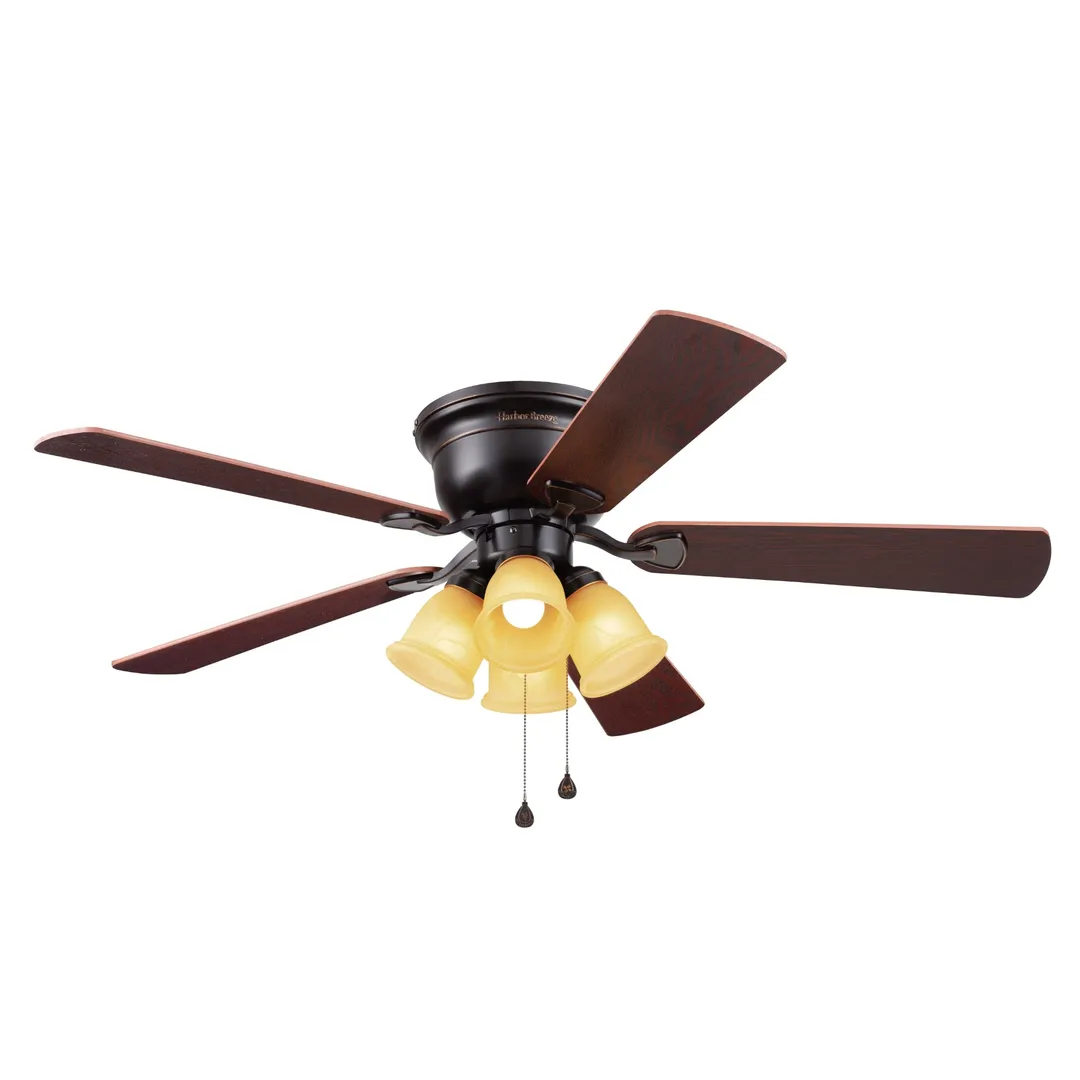 Harbor Breeze Centreville 52-in Oil-Rubbed Bronze LED Indoor Flush Mount Ceiling Fan with Light (5-Blade), photo 7 of 14