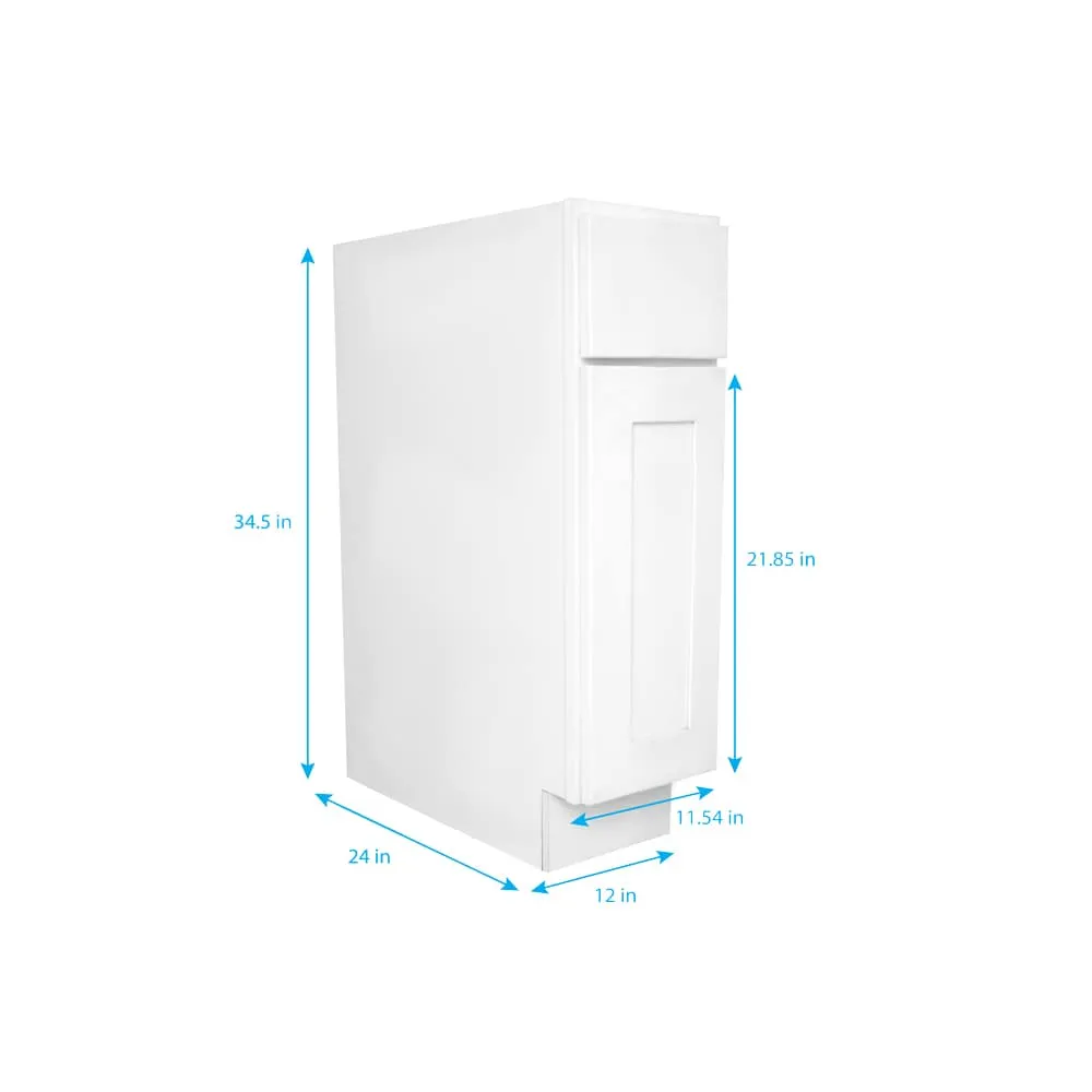 RELIABILT Fairplay 12-in W x 34.5-in H x 24-in D White Shaker Base Kitchen Cabinet, Ready to Assemble, Plywood Construction, photo 3 of 7