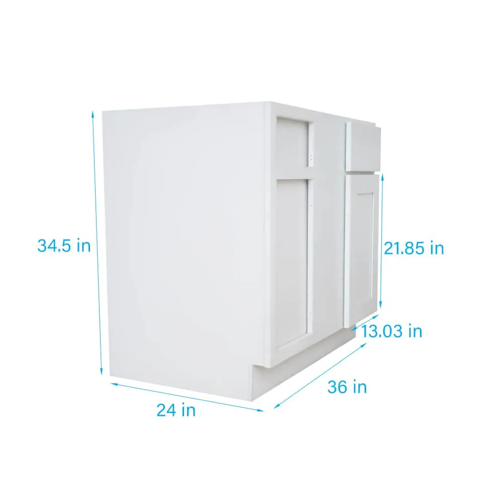 RELIABILT Fairplay 36-in W x 34.5-in H x 24-in D White Blind 1-Drawer Corner Base Ready To Assemble Plywood Cabinet (Recessed Panel Shaker Style), photo 3 of 20